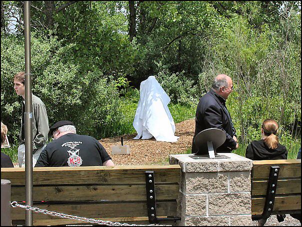 Statue Covered awaiting Ceremony.